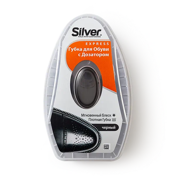 Губка-блеск для обуви Silver Express с дозатором силикона чёрный