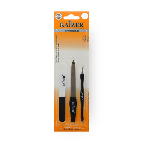 Комплект 3 предмета Kaizer: триммер, пилка алмазная, пилка полировочная 320/600/3000
