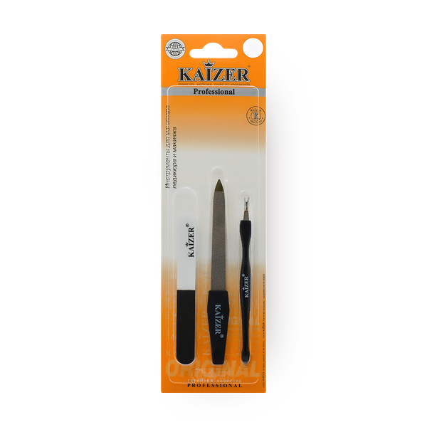 Комплект 3 предмета Kaizer: триммер, пилка алмазная, пилка полировочная 320/600/3000