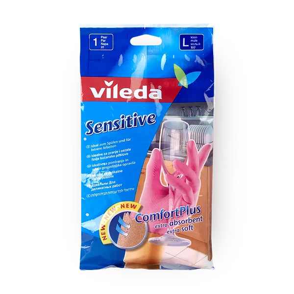 Перчатки Vileda Sensitive ComfortPlus латексные для деликатных работ L 1 пара