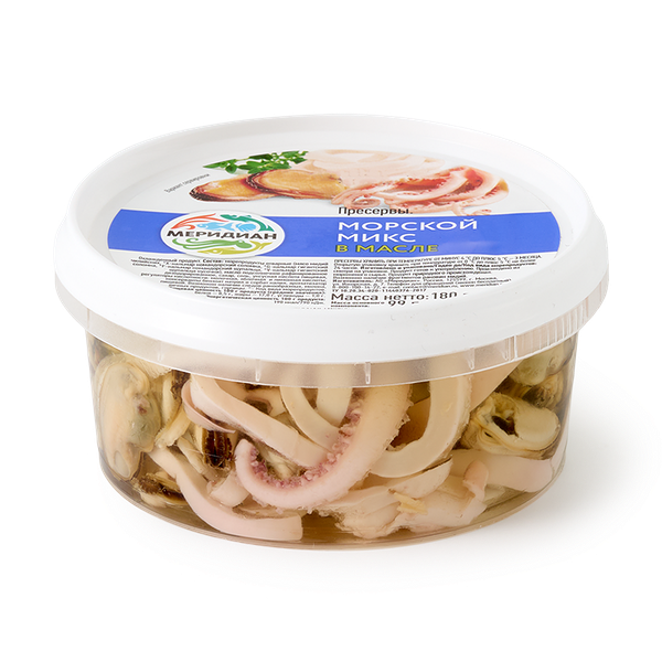 Коктейль из морепродуктов в масле Морской микс «Меридиан»
