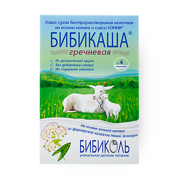 Каша молочная детская на основе козьего молока Бибикаша Гречневая с 4 месяцев