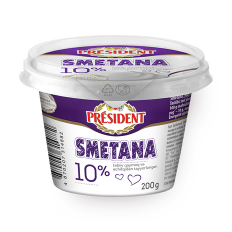 Сметана 10% President