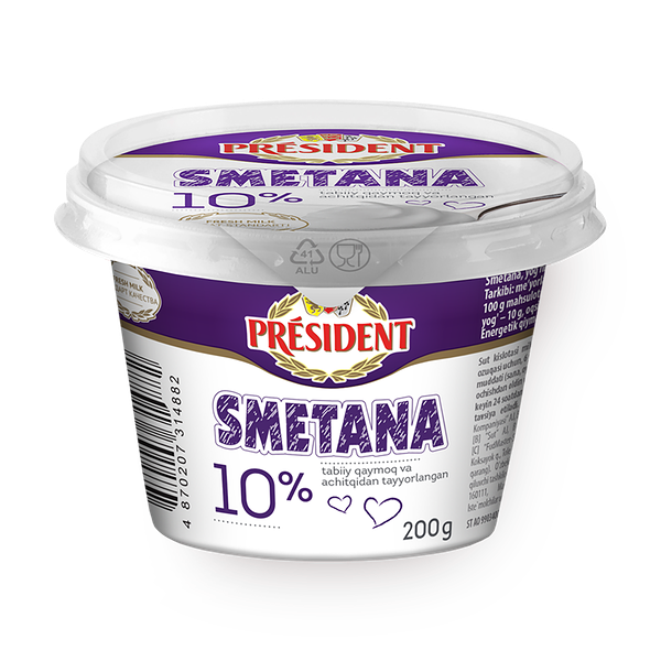 Сметана 10% President