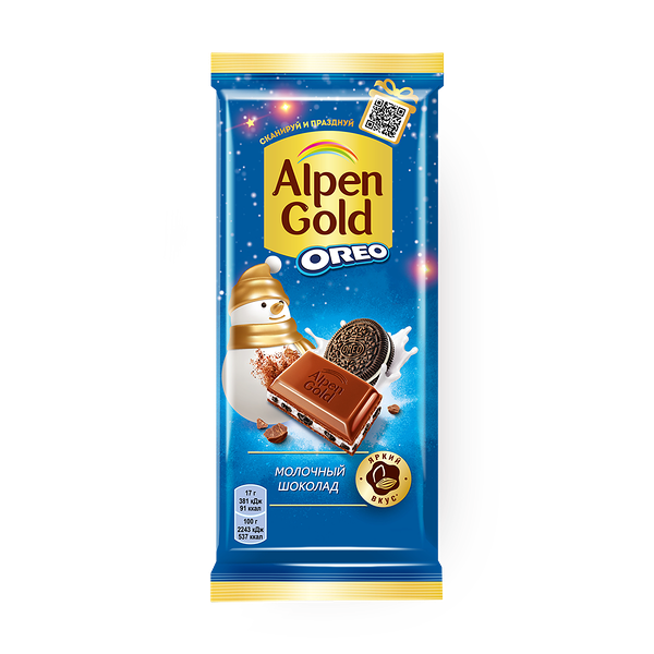 Шоколад Alpen Gold Oreo ваниль-печенье