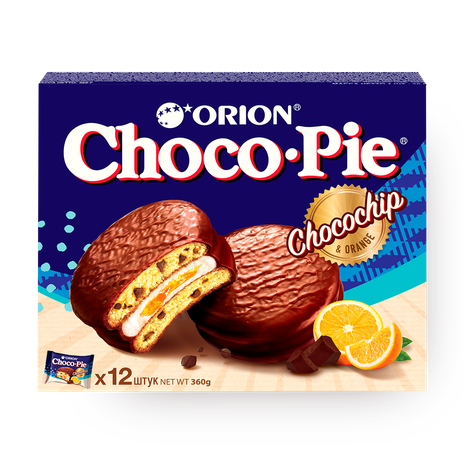 Печенье Choco Pie Orion апельсин с кусочками шоколада