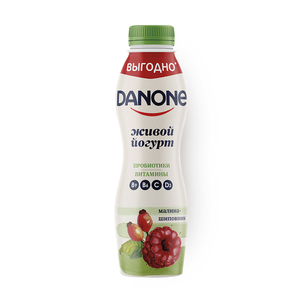 Йогурт питьевой Danone малина-шиповник