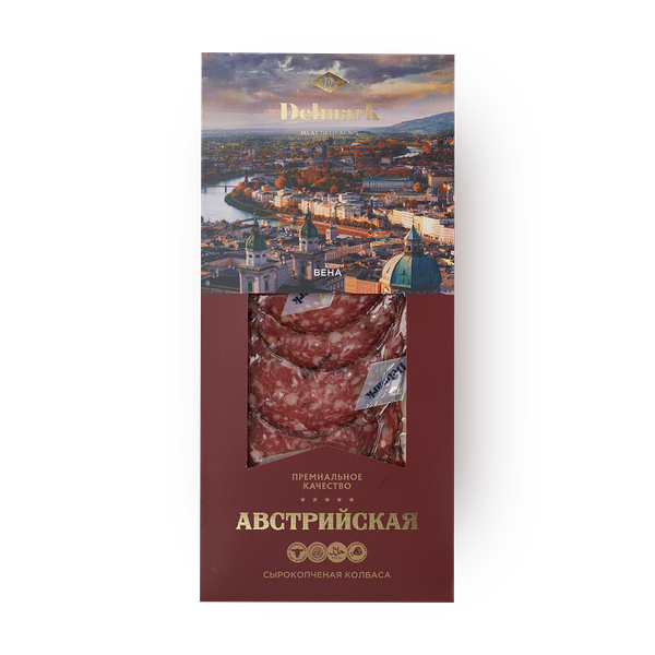 Колбаса Австрийская Delmark сырокопчёная нарезка