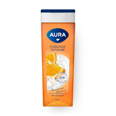 Гель для душа Aura апельсин и ваниль