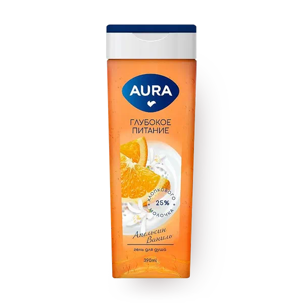 Гель для душа Aura апельсин и ваниль