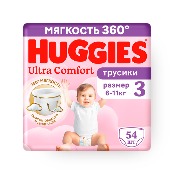 Подгузники-трусики Huggies для девочек 3 размер
