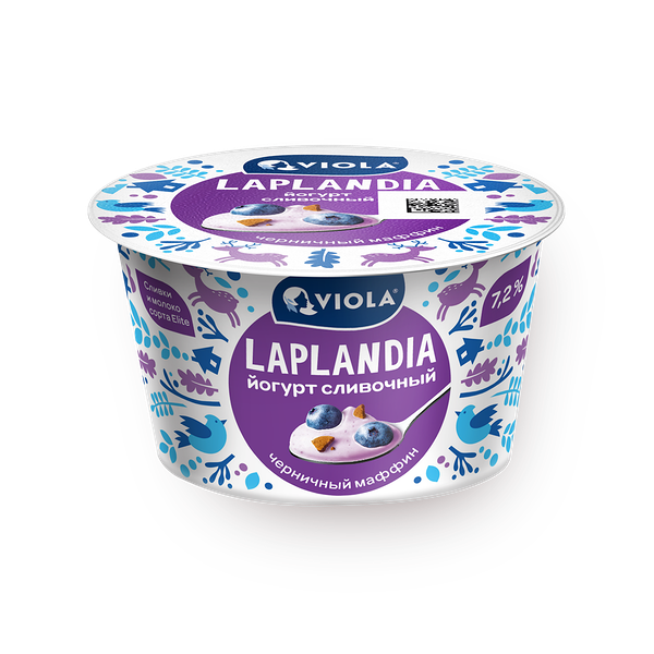 Йогурт сливочный Viola Laplandia черничный маффин 7,2%