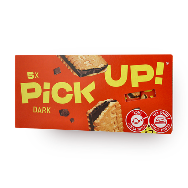 Pick-up crispy biscuit filled with dark chocolate