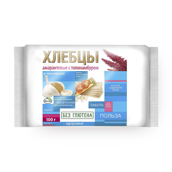 Хлебцы амарантовые Di&Di с топинамбуром и чесноком