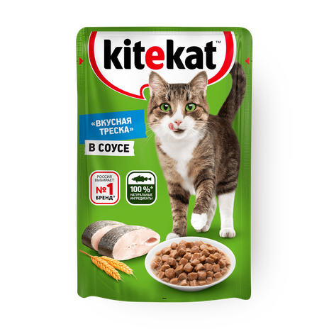 Влажный корм для кошек Kitekat Вкусная треска в соусе