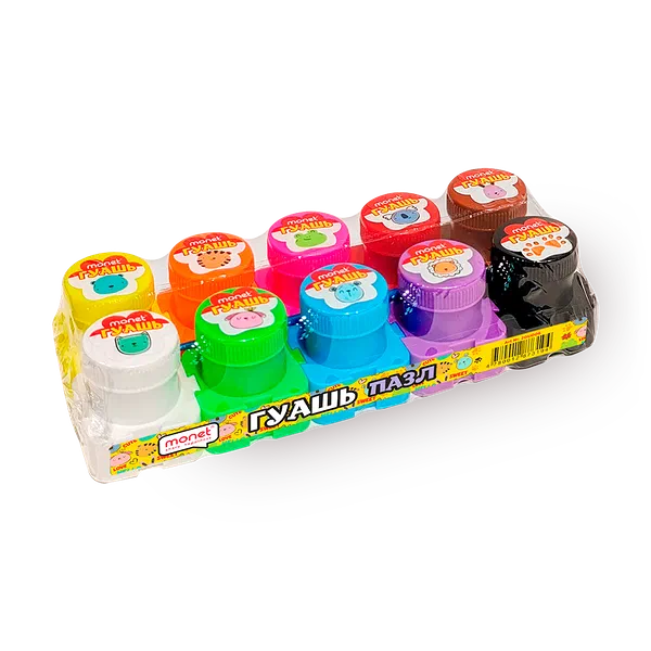 Гуашь-пазл Monet Kawaii с наклейками 10 цветов