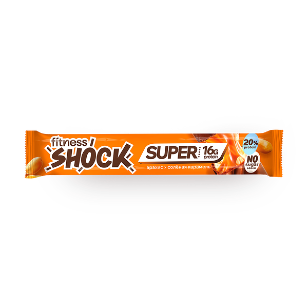 Батончик протеиновый неглазированный FitnessShock арахис-солёная карамель
