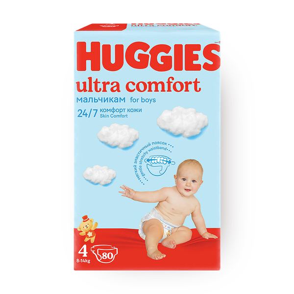 Подгузники Huggies Ultra Comfort для мальчиков 4 размер 8-14 кг