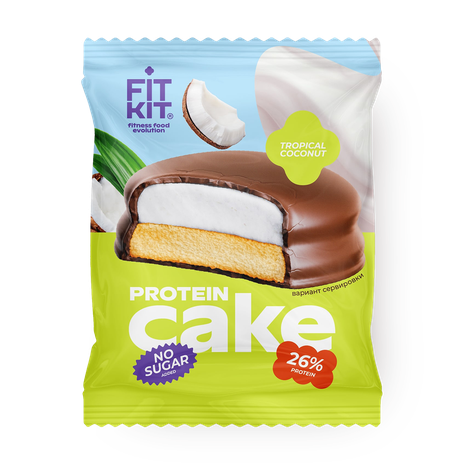 Десерт протеиновый глазированный Fit Kit Protein Cake Тропический кокос