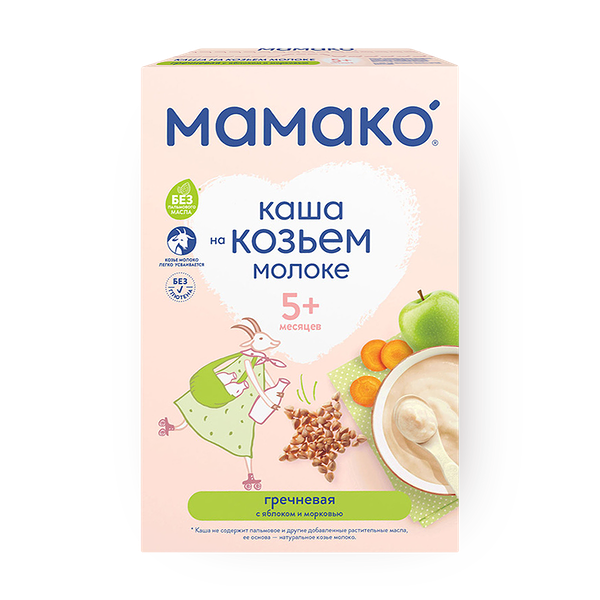 Каша на козьем молоке гречневая «Мамако» с яблоком и морковью с 5 месяцев