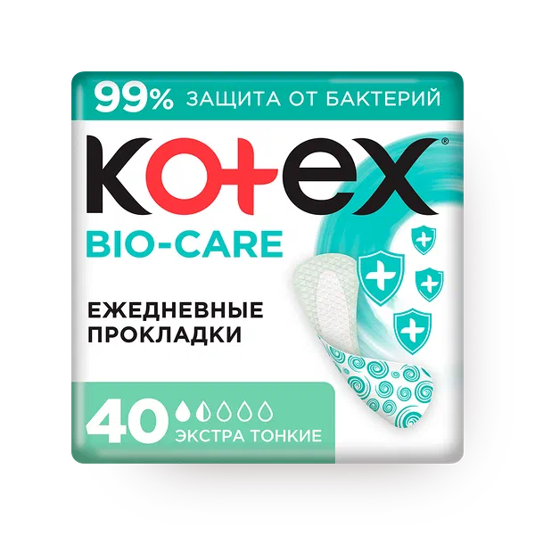 Прокладки ежедневные Kotex Liners Bio-Care Extra Thin