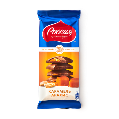 Шоколад молочный «Россия - щедрая душа!» карамель-арахис, 82 г — купить ...