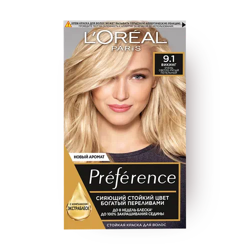 Краска для волос `LOREAL` `PREFERENCE` тон 9.1/Z (Викинг) 40 мл