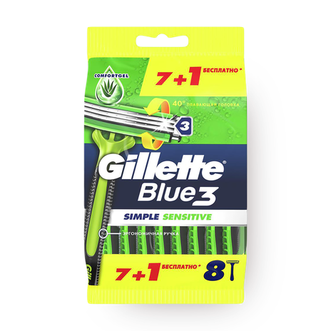 Станки бритвенные одноразовые Gillette Blue3 Simple Sensitive