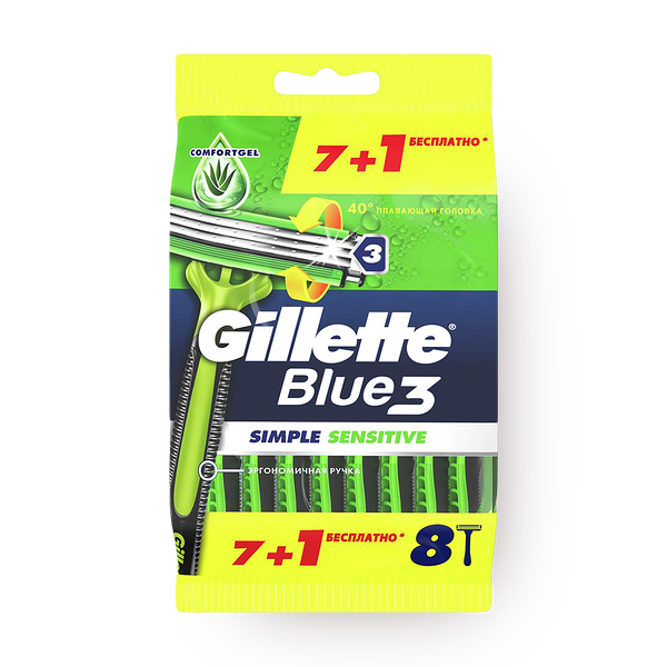 Станки бритвенные одноразовые Gillette Blue3 Simple Sensitive