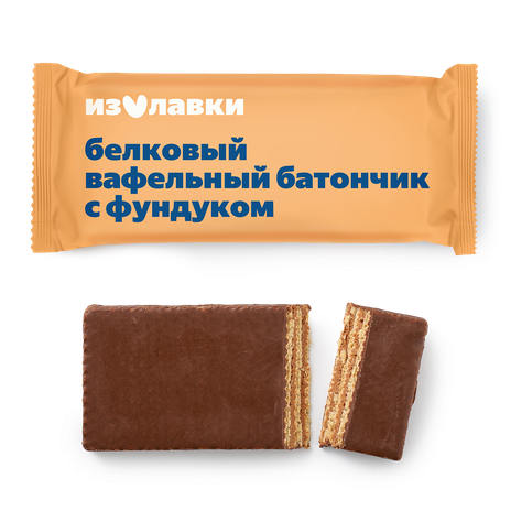 Протеиновый вафельный батончик «Из Лавки» с какао и фундуком в молочной глазури