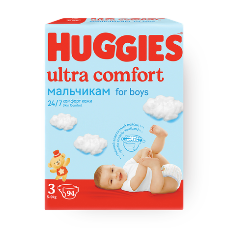Подгузники Huggies Ultra Comfort для мальчиков 3 размер 5-9 кг