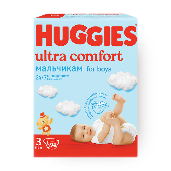 Подгузники Huggies Ultra Comfort для мальчиков 3 размер 5-9 кг