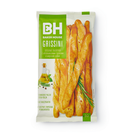 Палочки хлебные Гриссини Grissini Baker House с итальянскими травами и ...