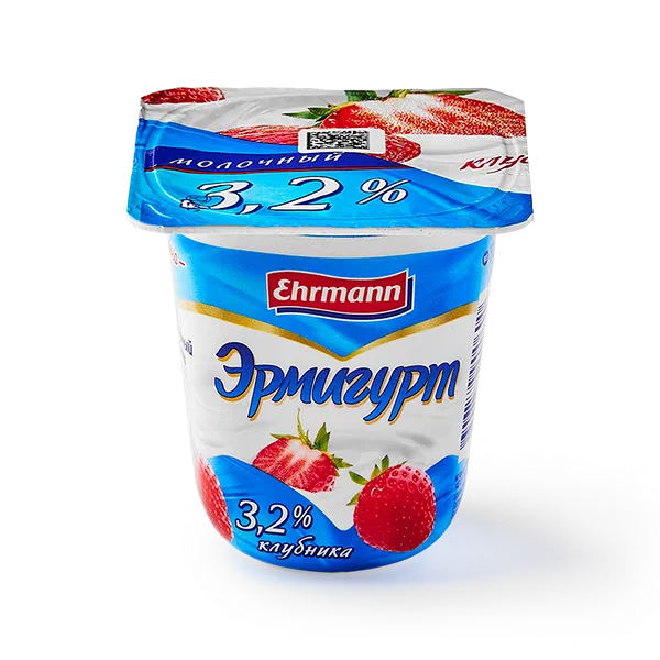 Йогурт Ehrmann Эрмигурт клубника молочный 3,2%