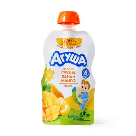 Пюре «Агуша» яблоко-груша-банан-манго с 6 месяцев