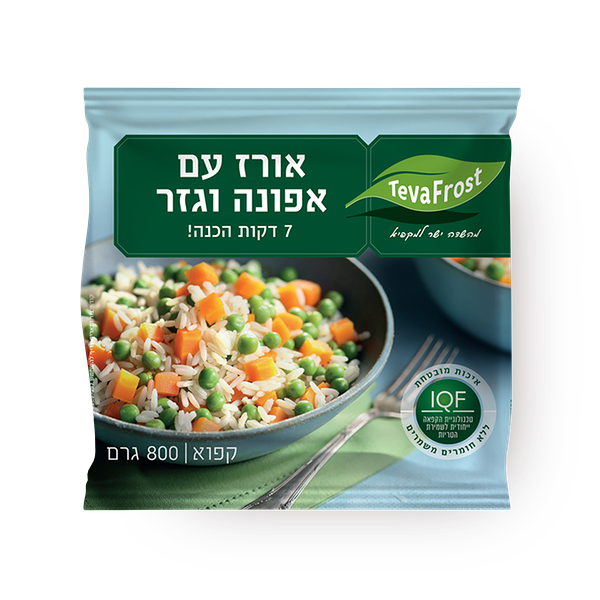 Rice with peas and carrots produced by Teva Frost frozen