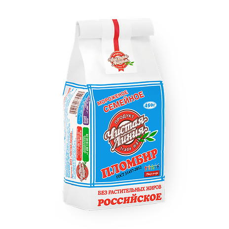 Мороженое пломбир ванильное Семейное Российское «Чистая линия»