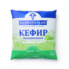 Кефир обезжиренный «Приволжский», 450 г — купить с доставкой из Яндекс ...