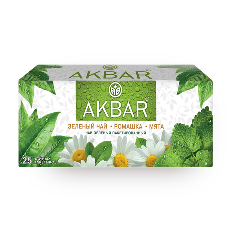Чай зелёный Akbar с мятой и ромашкой в пакетиках