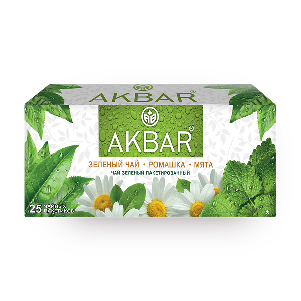 Чай зелёный Akbar с мятой и ромашкой в пакетиках