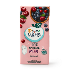 Морс «ФрутоНяня» ягодный из клюквы, черники и вишни с 5 месяцев, 200 мл ...