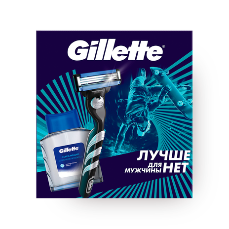 Набор подарочный Gillette с бритвой Mach 3 и лосьоном после бритья