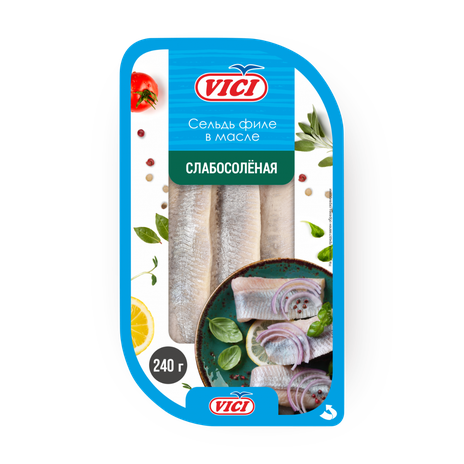 Сельдь филе Слабосолёная Vici в масле