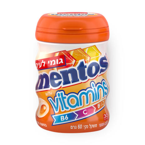 Mentos chewing gum with citrus flavor plus vitamins 60 g — buy in Ramat Gan  with delivery from Yango Deli