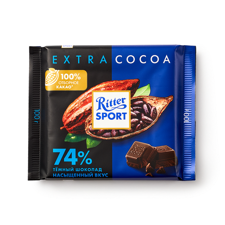 Шоколад тёмный Ritter Sport Extra Cocoa 74% какао