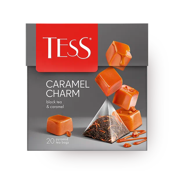 Чай чёрный Tess Caramel Charm в пирамидках
