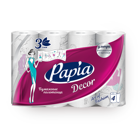 Полотенца бумажные Papia Decor 3 слоя