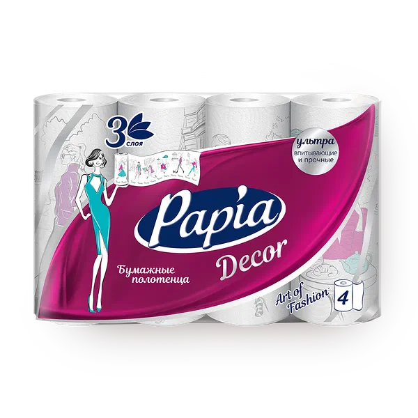 Полотенца бумажные Papia Decor 3 слоя