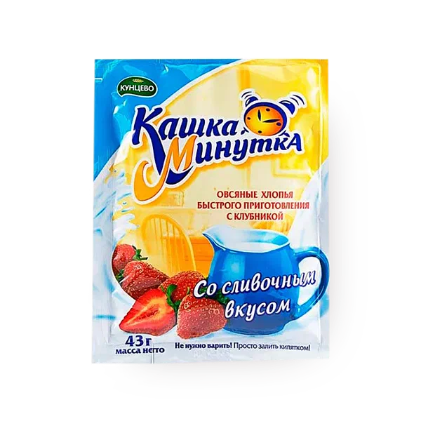 Овсяные хлопья «Кунцево» Минутка клубника-сливки