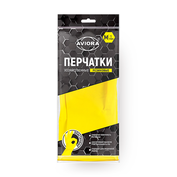 Перчатки хозяйственные Aviora резиновые размер M